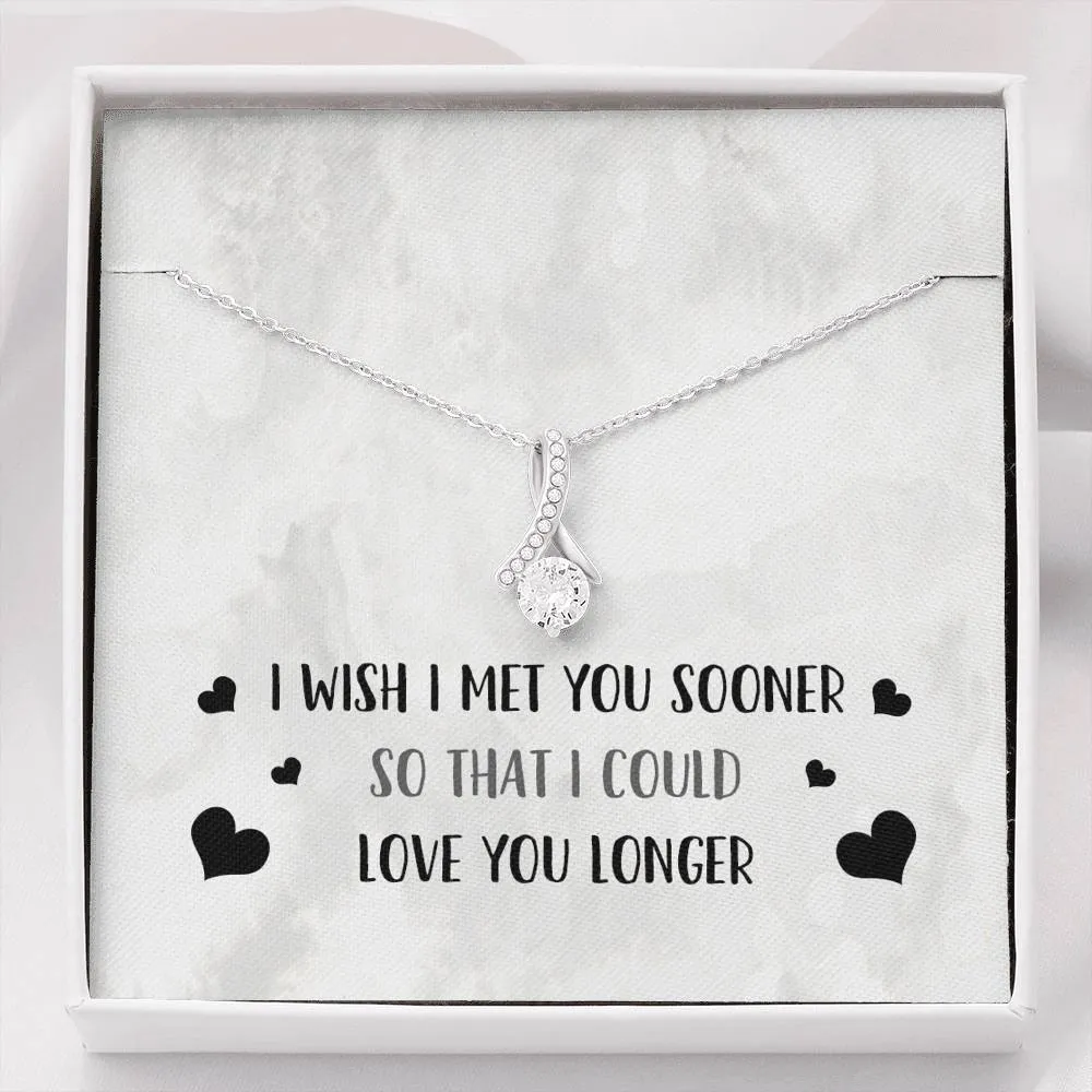 I Wish I Met You Sooner Ribbon Drop Pendant Necklace