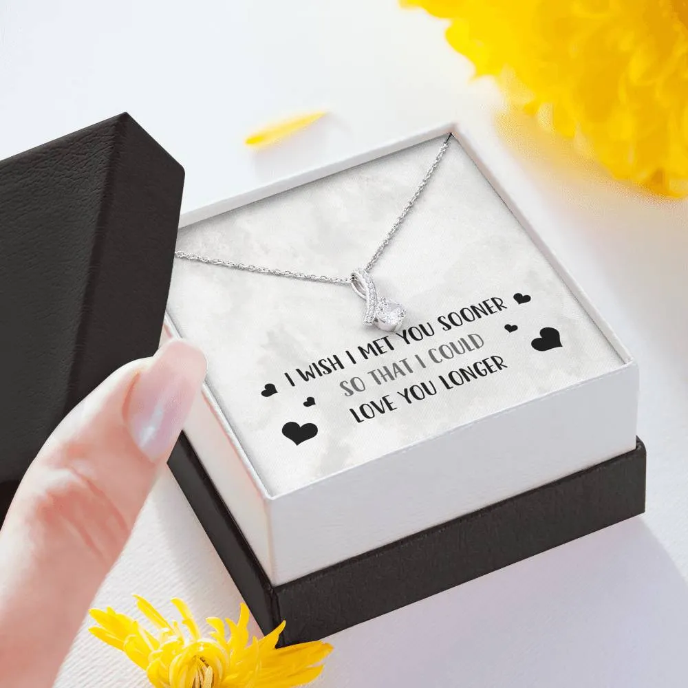 I Wish I Met You Sooner Ribbon Drop Pendant Necklace