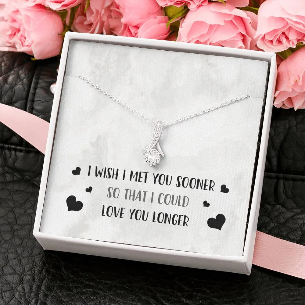 I Wish I Met You Sooner Ribbon Drop Pendant Necklace