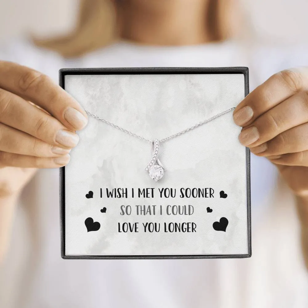 I Wish I Met You Sooner Ribbon Drop Pendant Necklace