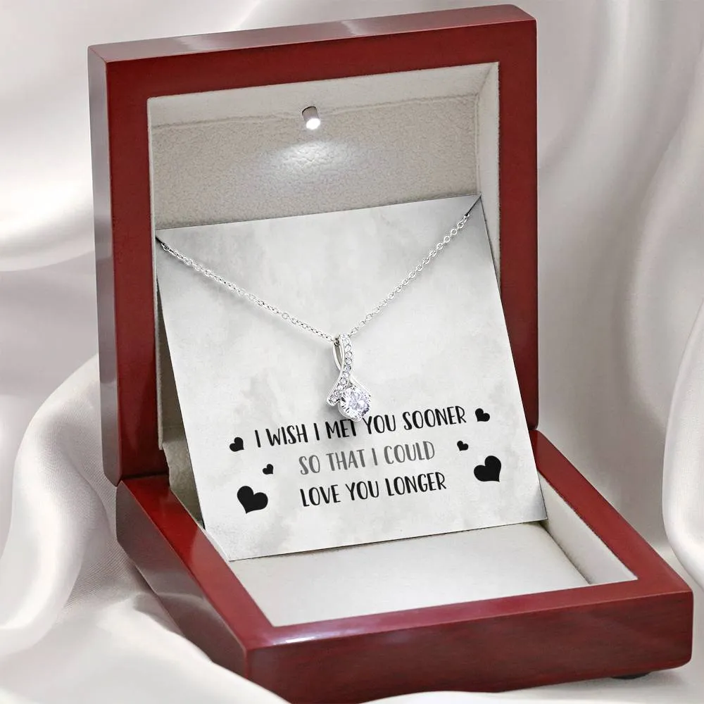 I Wish I Met You Sooner Ribbon Drop Pendant Necklace