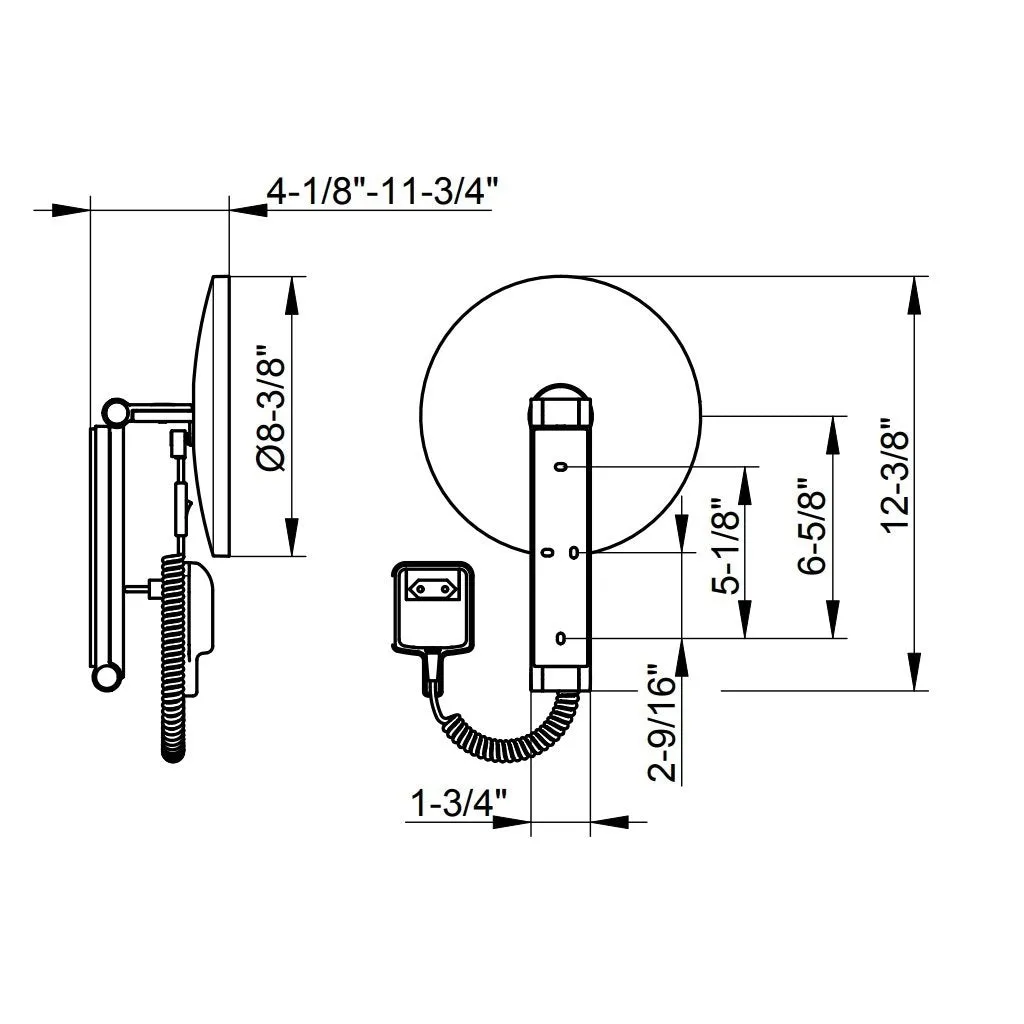 iLook Move 5x Led Make-Up Mirror - Wall Mount - 9" Brass/Polished Chrome - Last Unit Special Offer