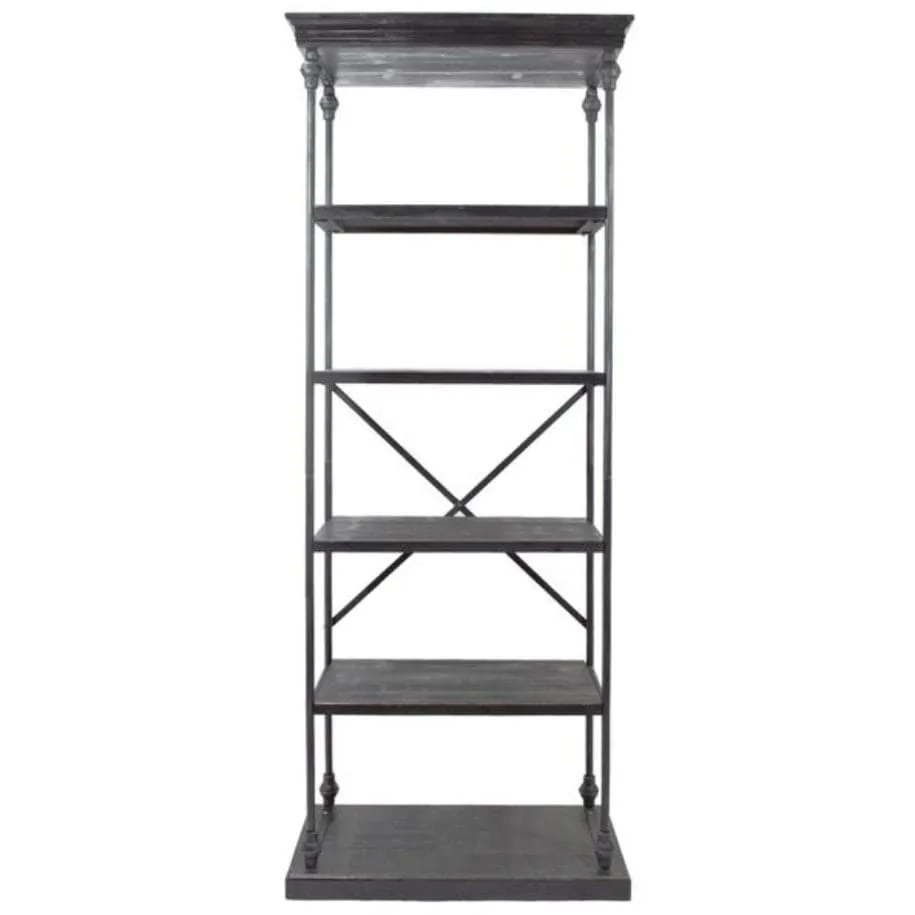 Industrial 5 Shelf Bookcase in Dark Walnut