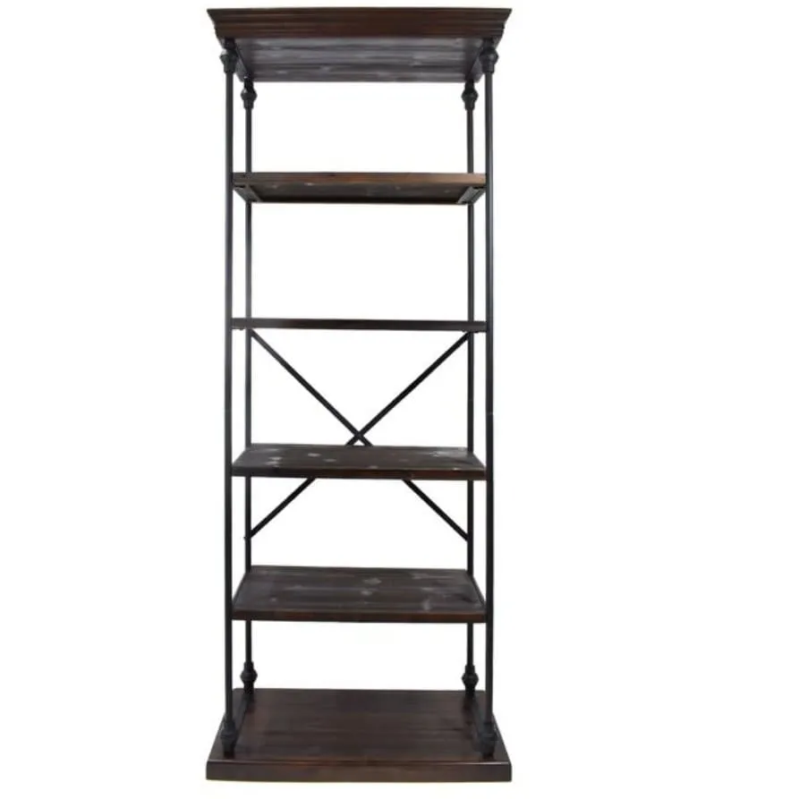 Industrial 5 Shelf Bookcase in Dark Walnut