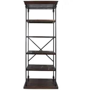 Industrial 5 Shelf Bookcase in Dark Walnut