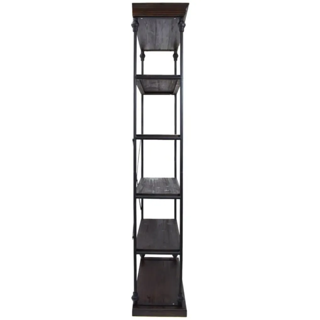 Industrial 5 Shelf Bookcase in Dark Walnut