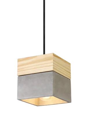 Industrial Concrete & Pine 7" Pendant