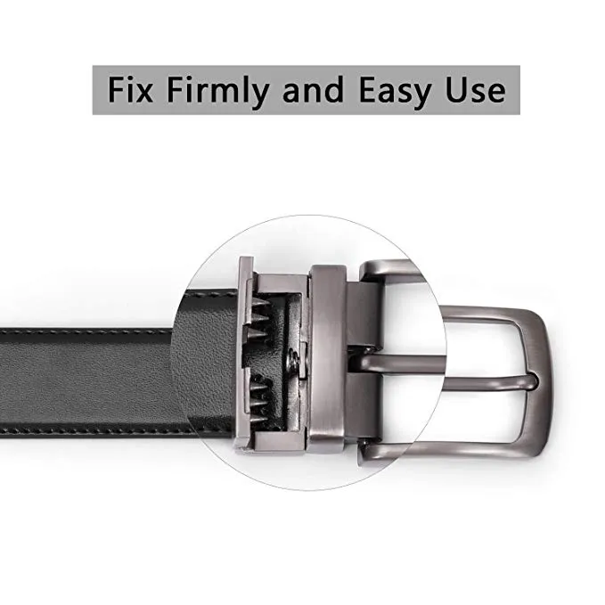JASGOOD Men Fashion Leather Reversible Belt with Rotate Buckle for Pants Jeans  with Nice Gift Box