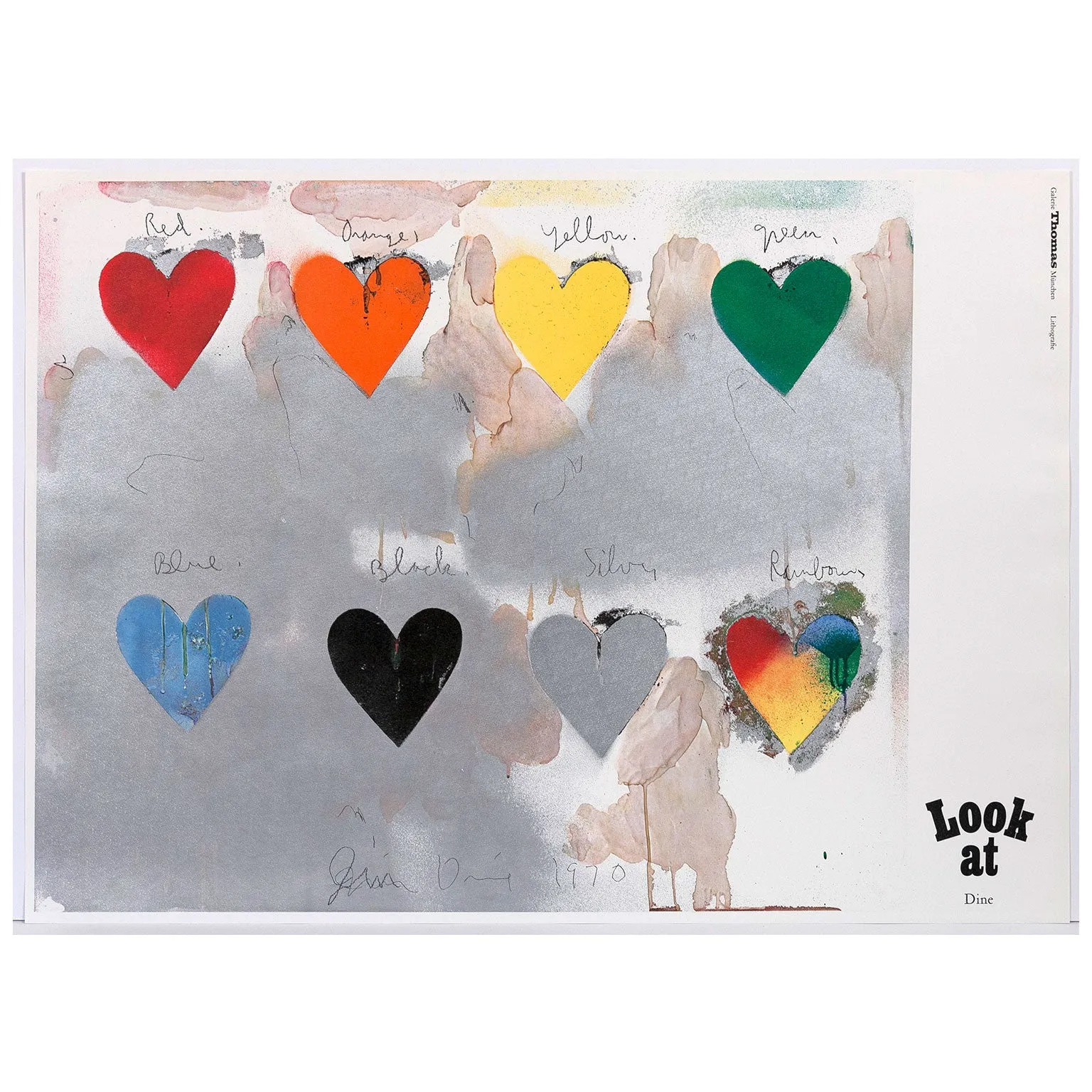 JIM DINE "8 HEARTS / LOOK" LITHO, 1970