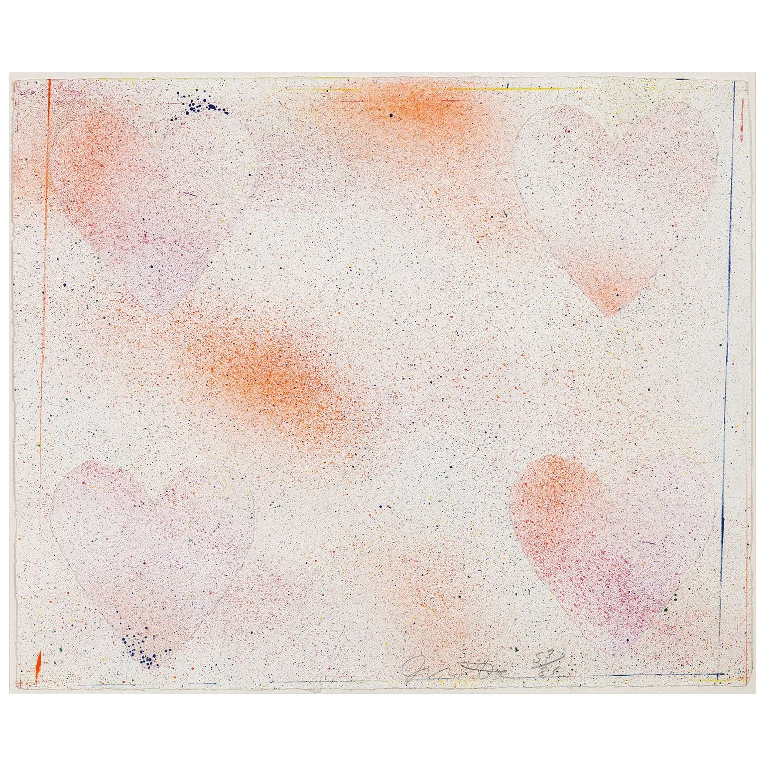 JIM DINE "DUTCH HEARTS" LITHO & COLLAGE, 1970
