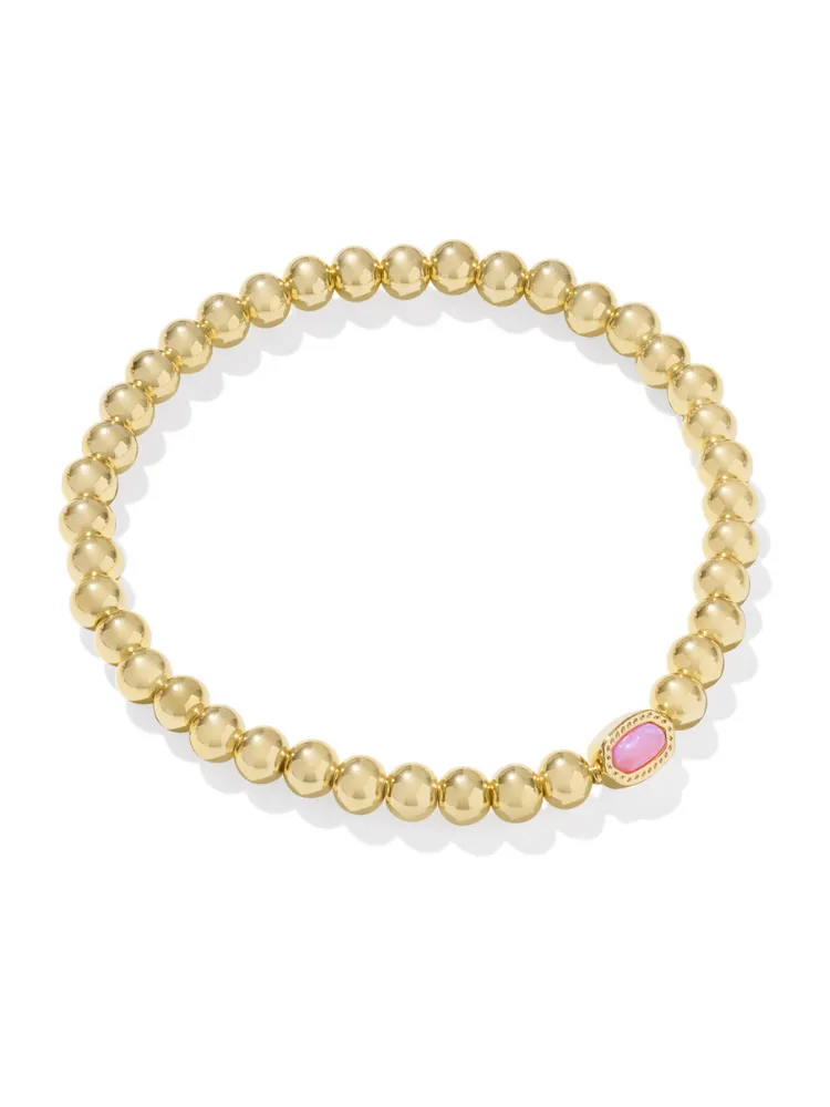Kendra Scott Mini Elaina Stretch Bracelet - Gold & Carnation Opal