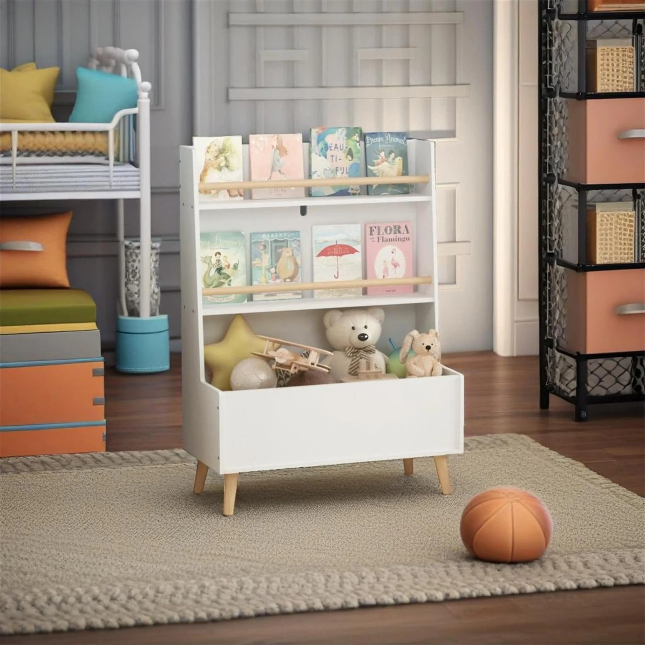 Kids Bookshelf White Modern Contemporary