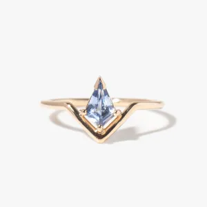 Kite Cut Blue Sapphire Nestled Ring