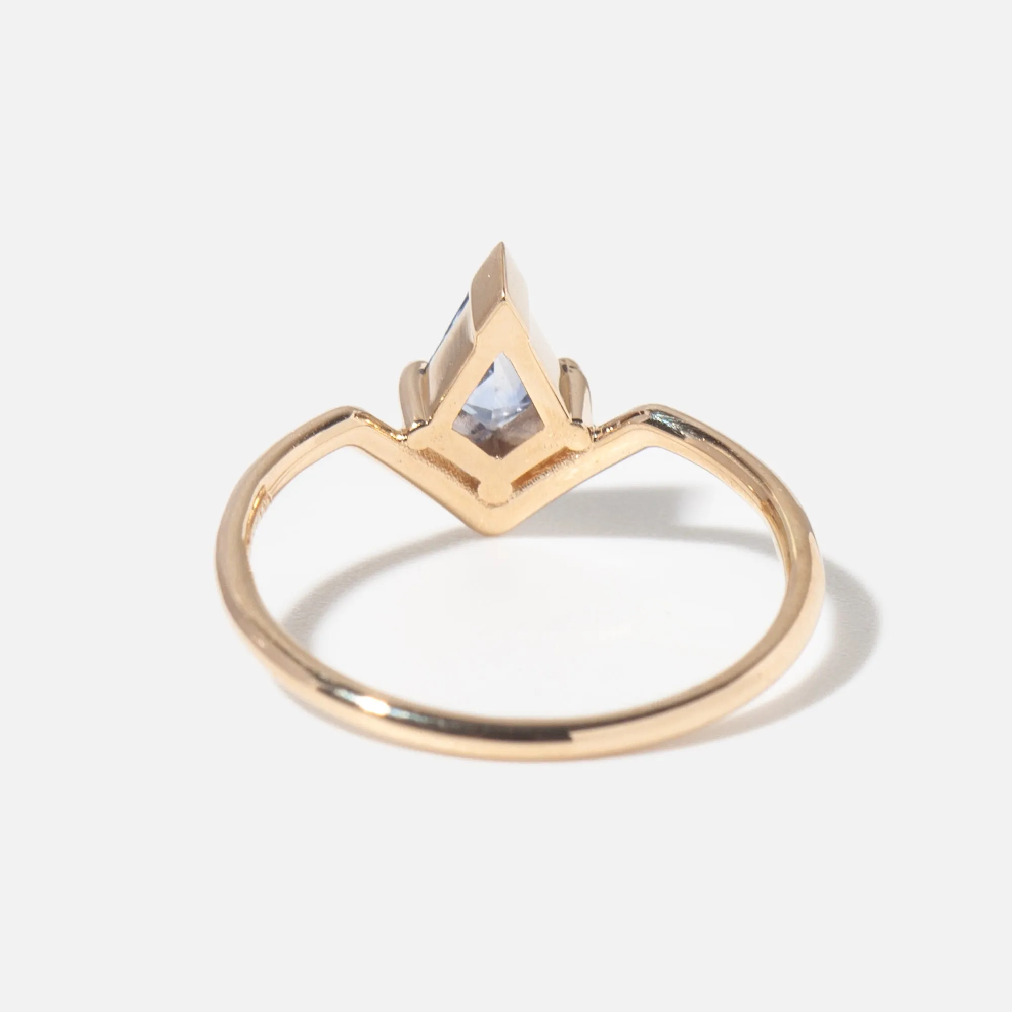 Kite Cut Blue Sapphire Nestled Ring