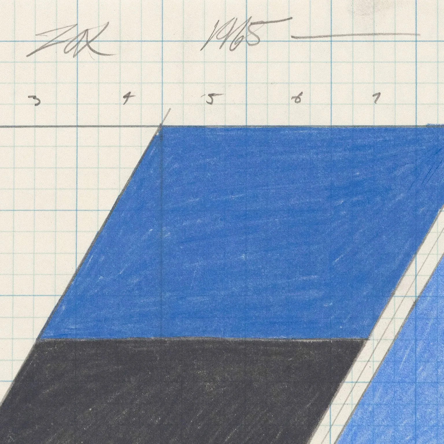 LARRY ZOX "SINGLE FILE" DRAWING, 1965