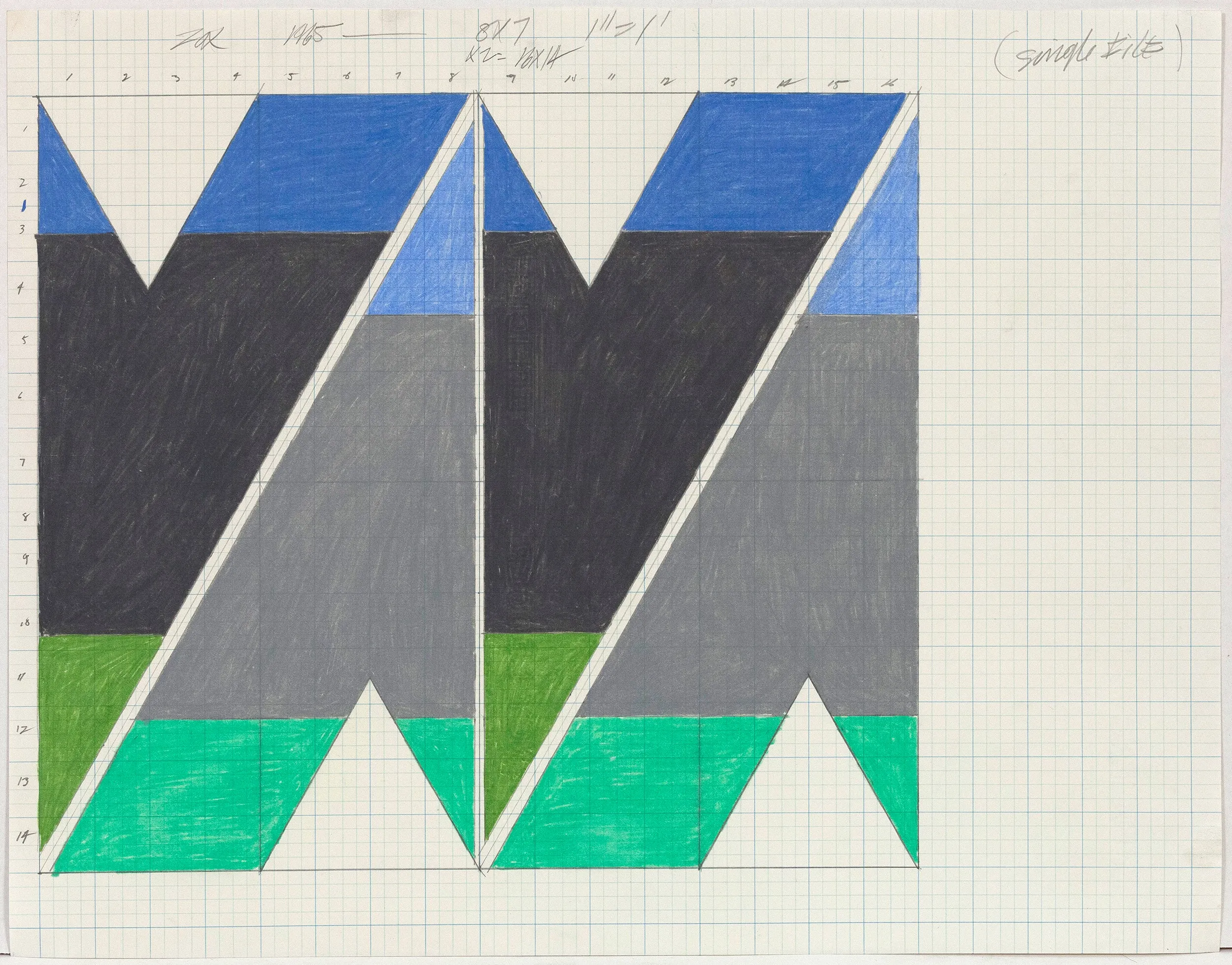 LARRY ZOX "SINGLE FILE" DRAWING, 1965