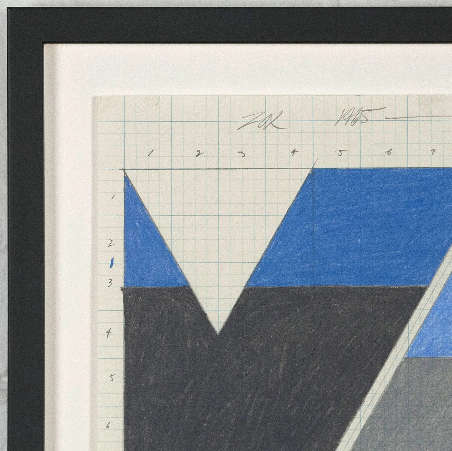 LARRY ZOX "SINGLE FILE" DRAWING, 1965