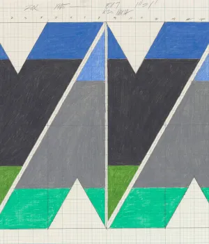 LARRY ZOX "SINGLE FILE" DRAWING, 1965