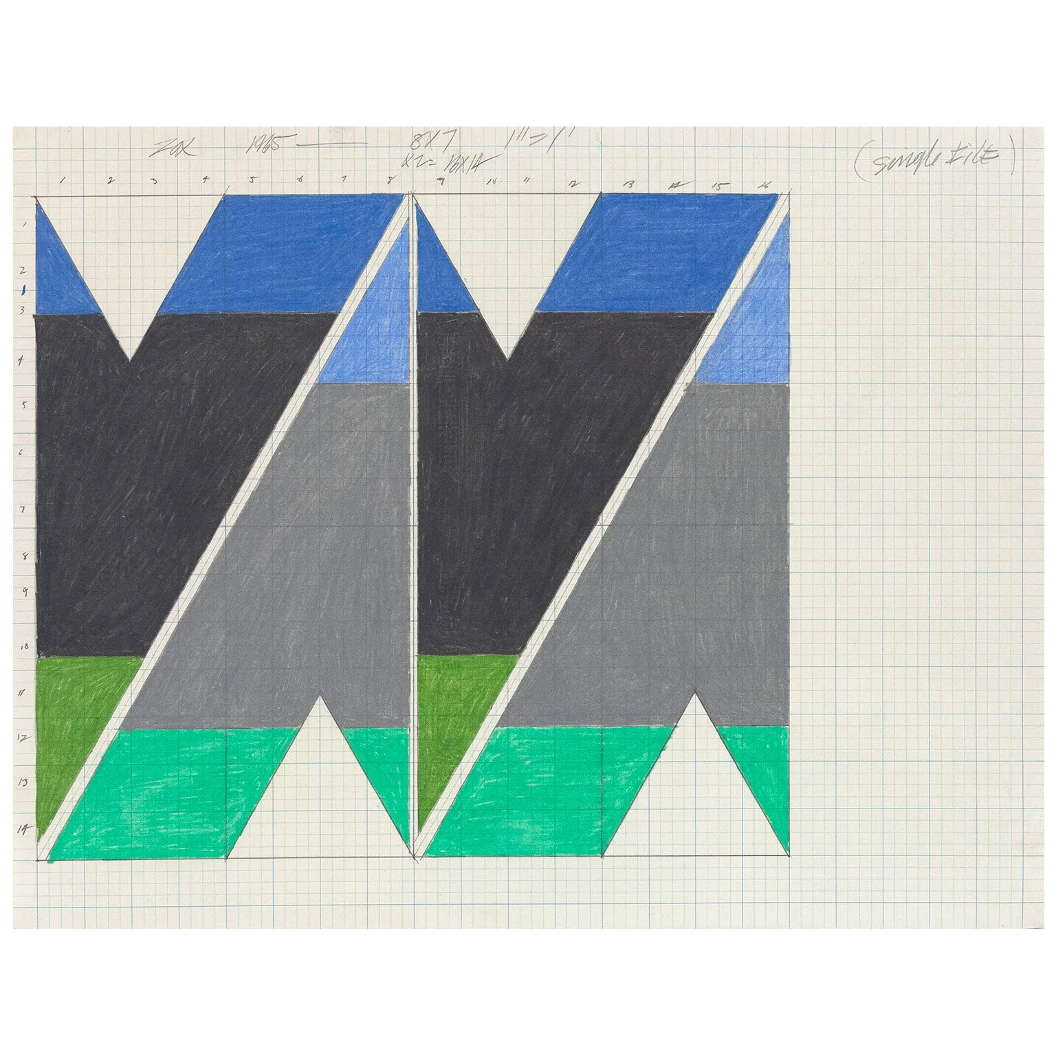 LARRY ZOX "SINGLE FILE" DRAWING, 1965