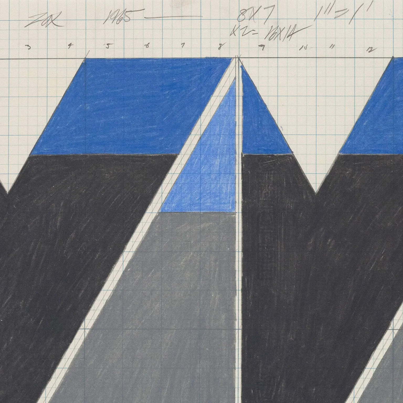 LARRY ZOX "SINGLE FILE" DRAWING, 1965