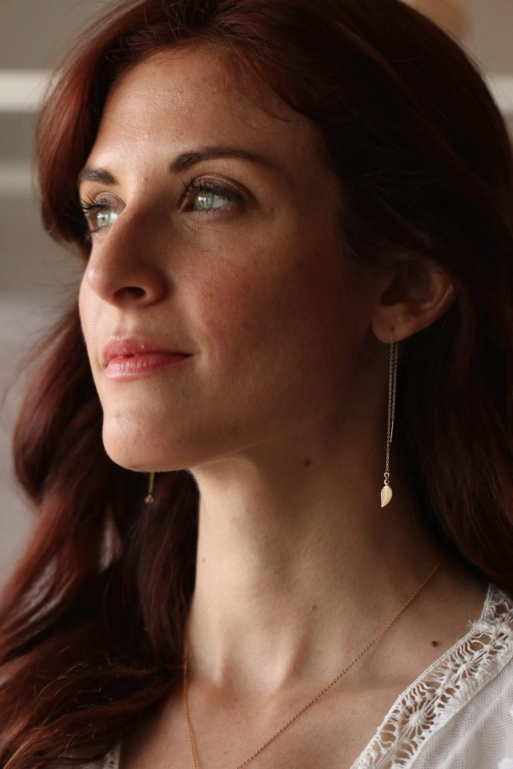 Leaf Threader Earrings