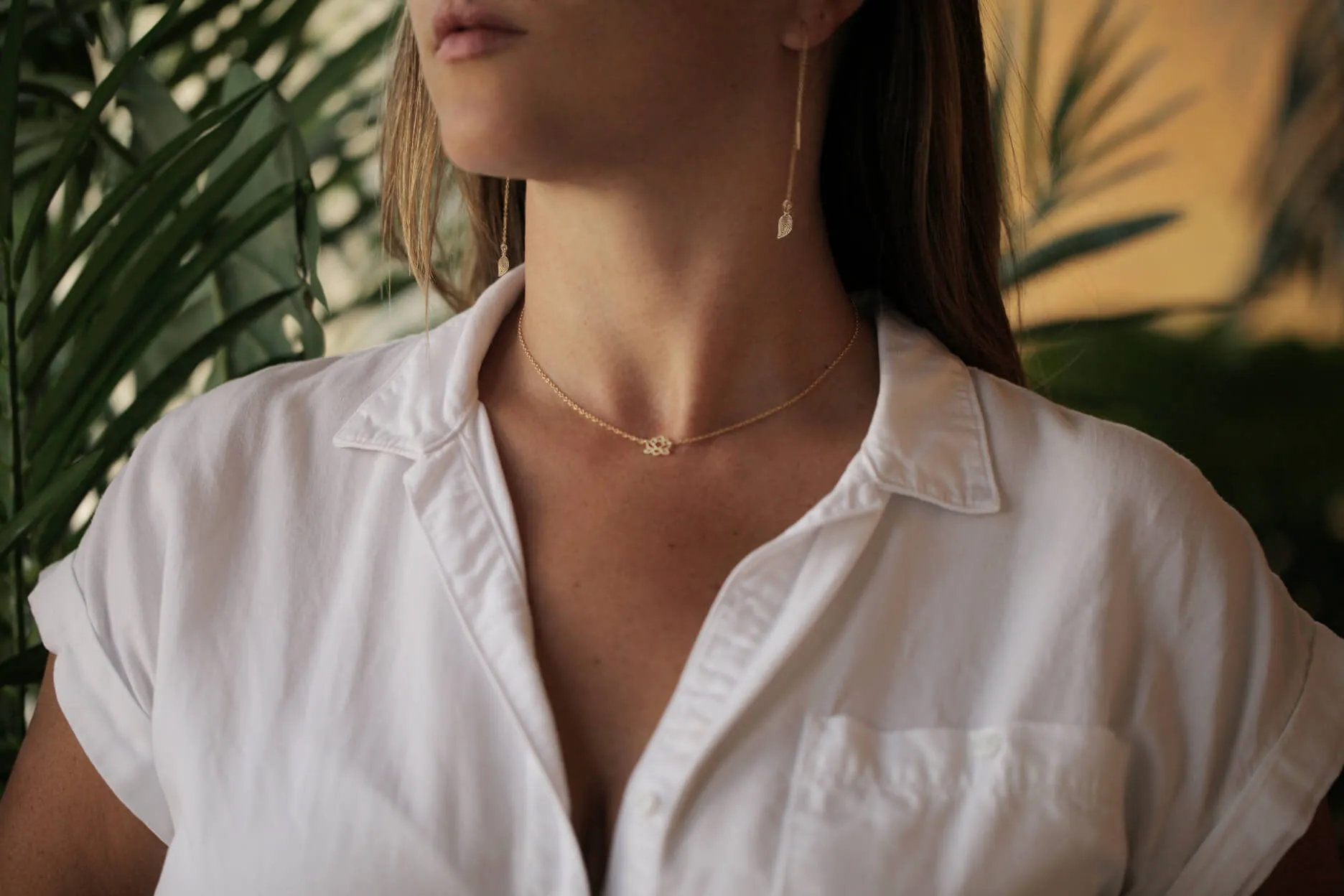 Leaf Threader Earrings