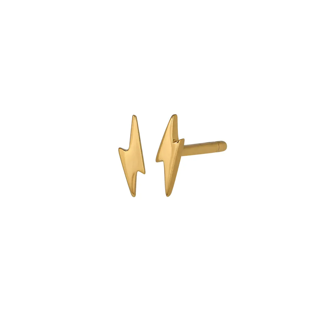 Lightning Stud Earrings in Gold