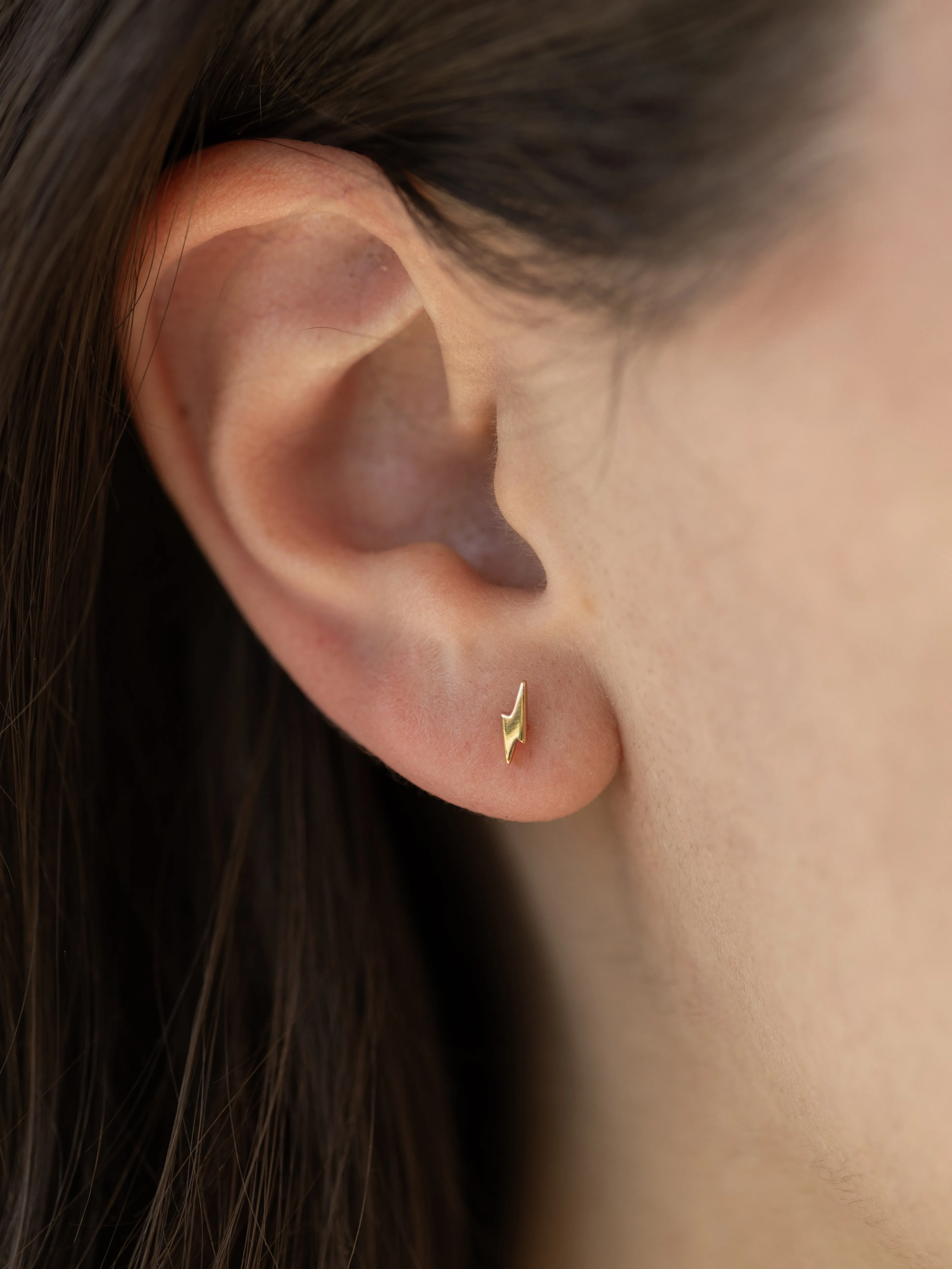 Lightning Stud Earrings in Gold