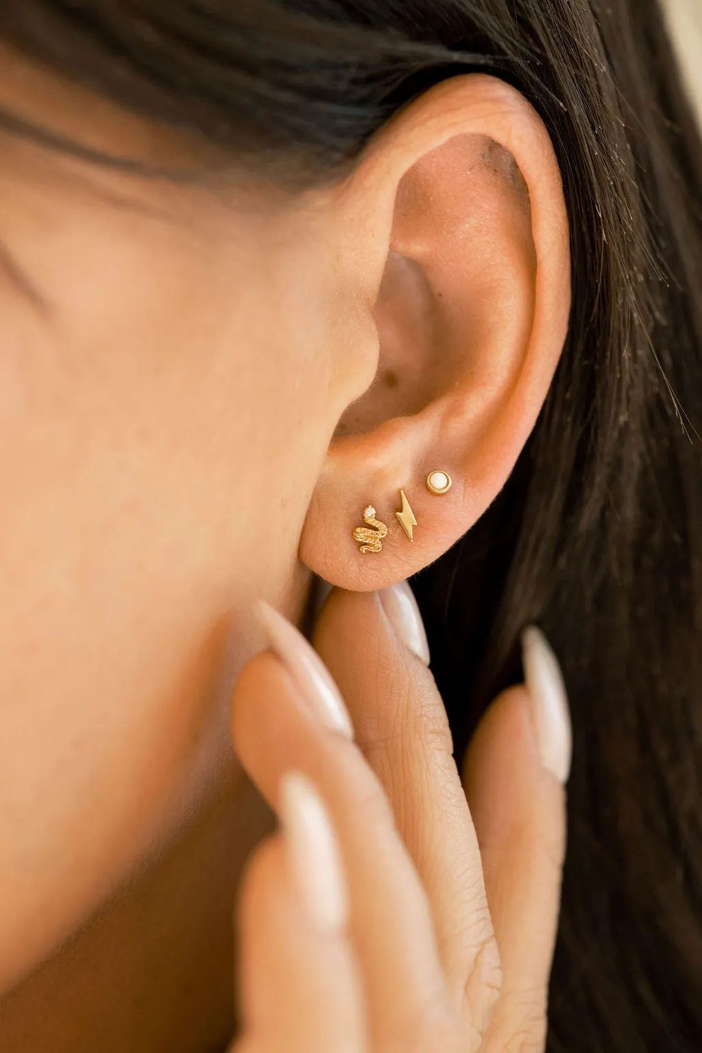 Lightning Stud Earrings in Gold