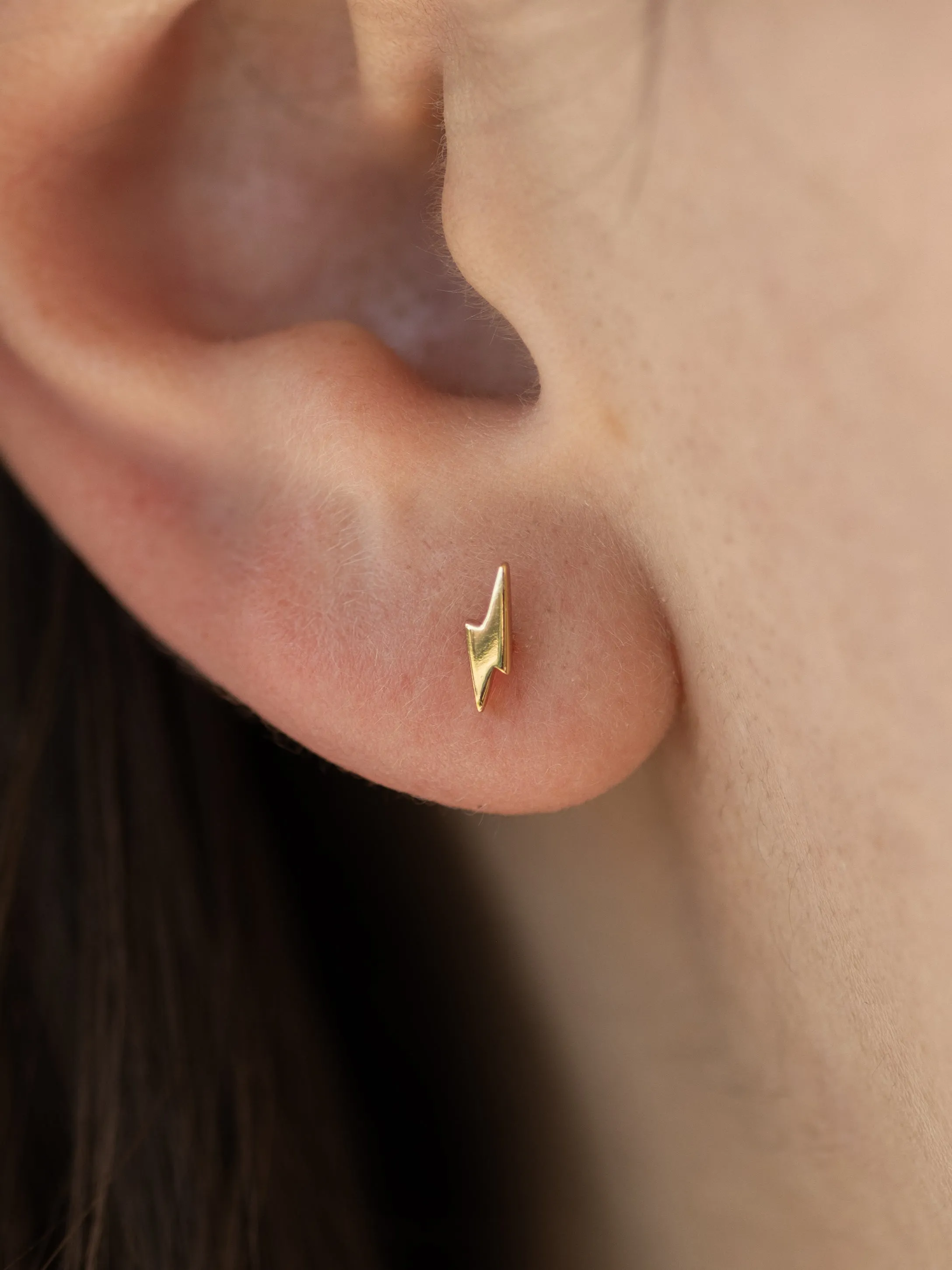 Lightning Stud Earrings in Gold