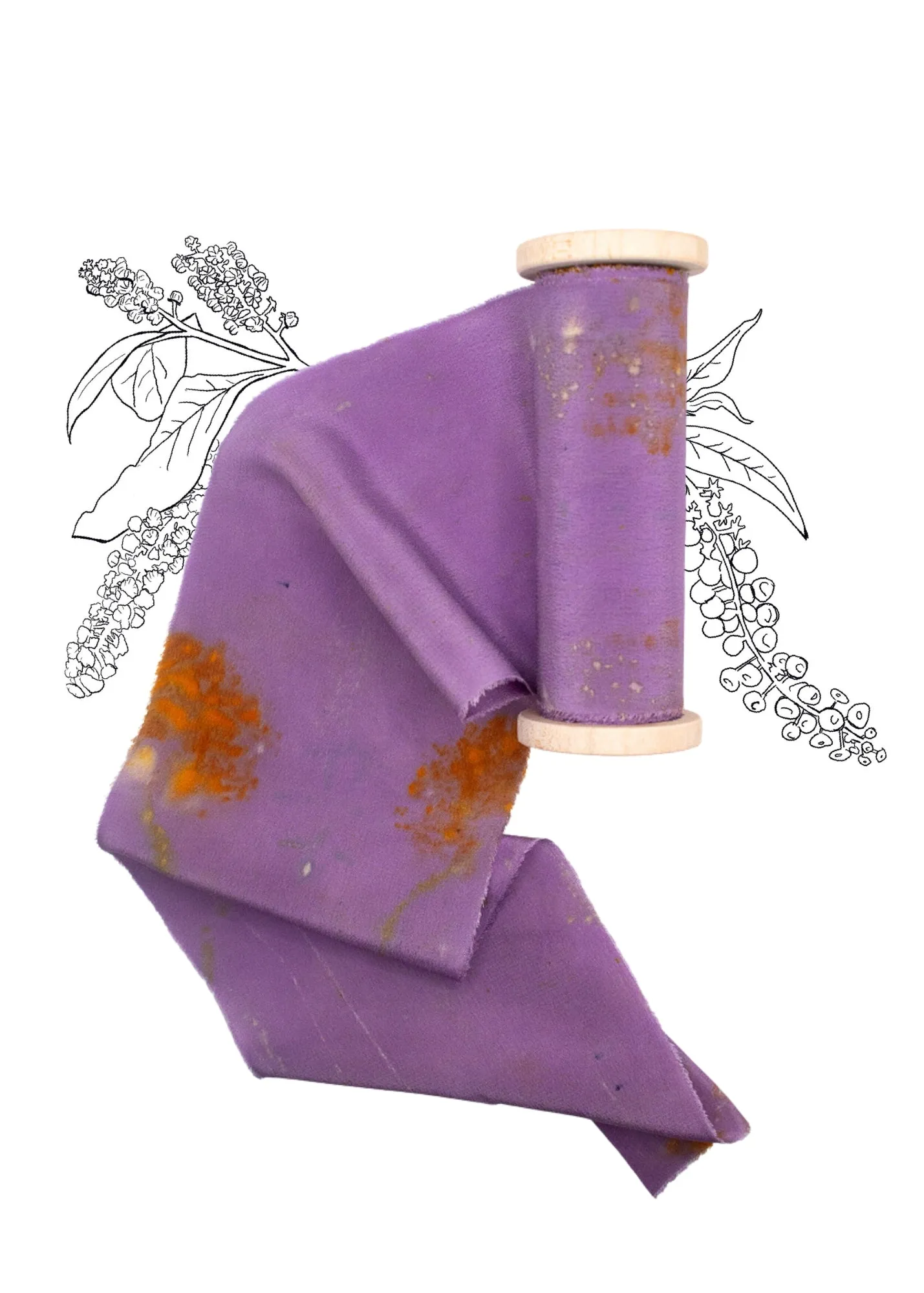 Limited Edition Eco Print #16 Crepe de Chine Silk Ribbon - Purple