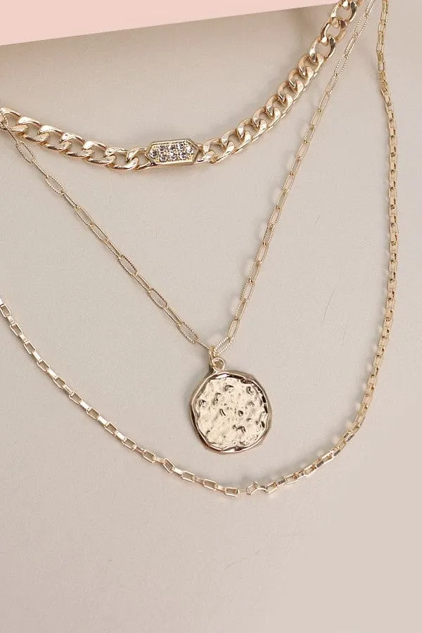 Link Chain Choker Layered Necklace In Gold