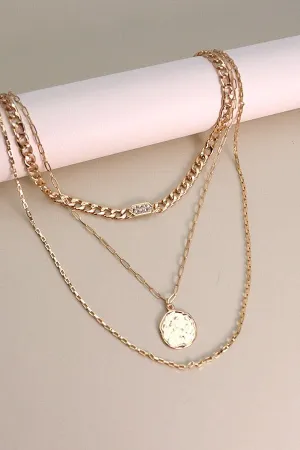 Link Chain Choker Layered Necklace In Gold