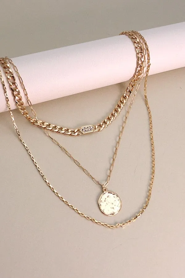 Link Chain Choker Layered Necklace In Gold