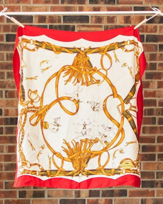 Longchamp Paris Circus Horse and Buckle Silk Scarf