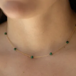 Malachite Drop Choker Necklace in Gold