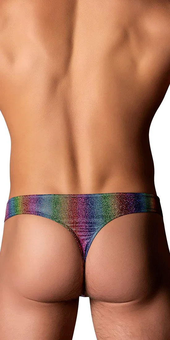 Male Power 421-297 Pack N Play Thong With Front Condom Pouch Rainbow