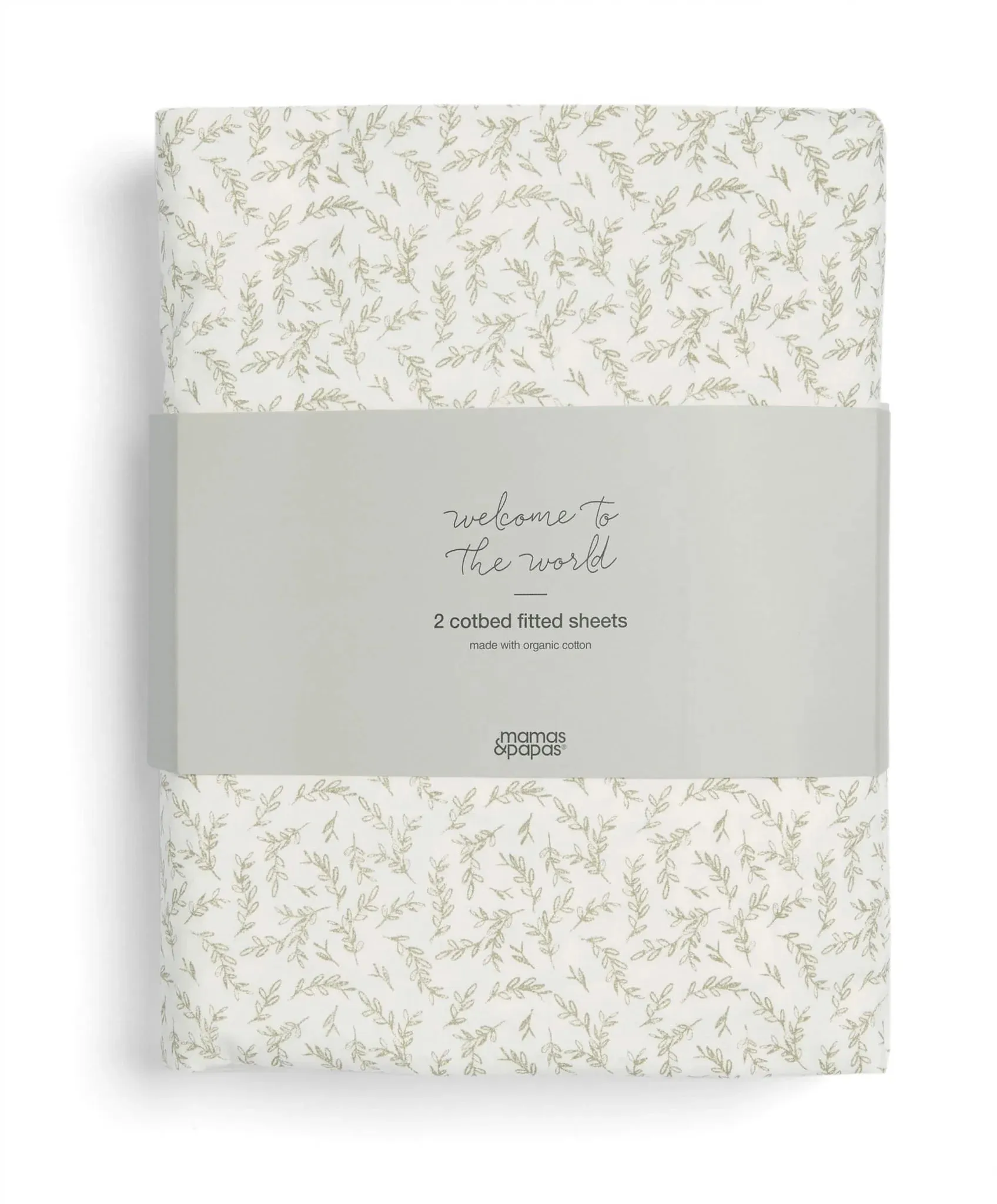 Mamas & Papas 'Welcome to the World Seedling' Cotbed Fitted Sheets (2 pack) - Seed/Leaf