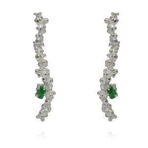 Mammatus Earrings Long Silver with Raw Tsavoryt