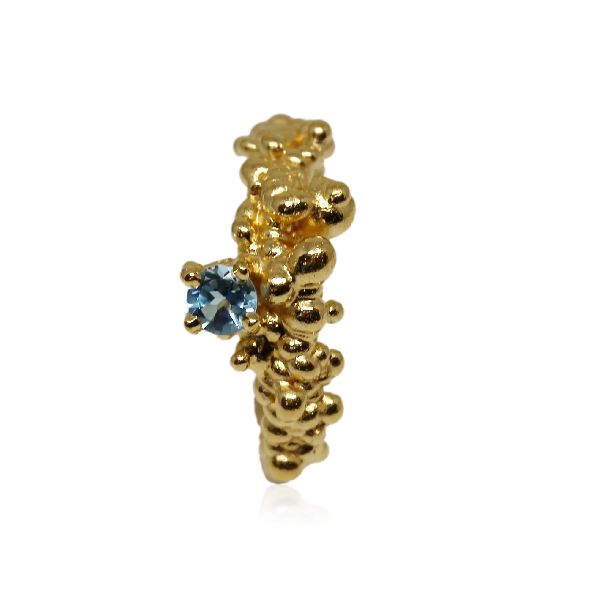 Mammatus Gold Ring with Blue Topaz