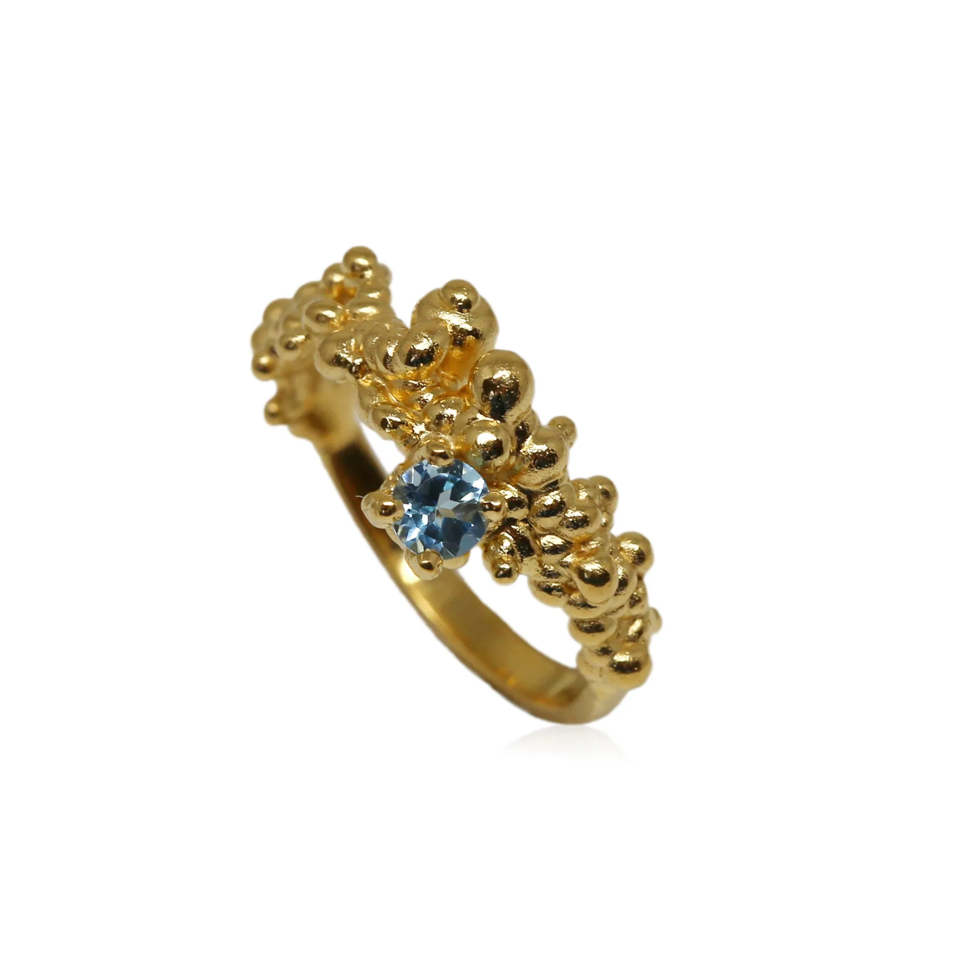 Mammatus Gold Ring with Blue Topaz