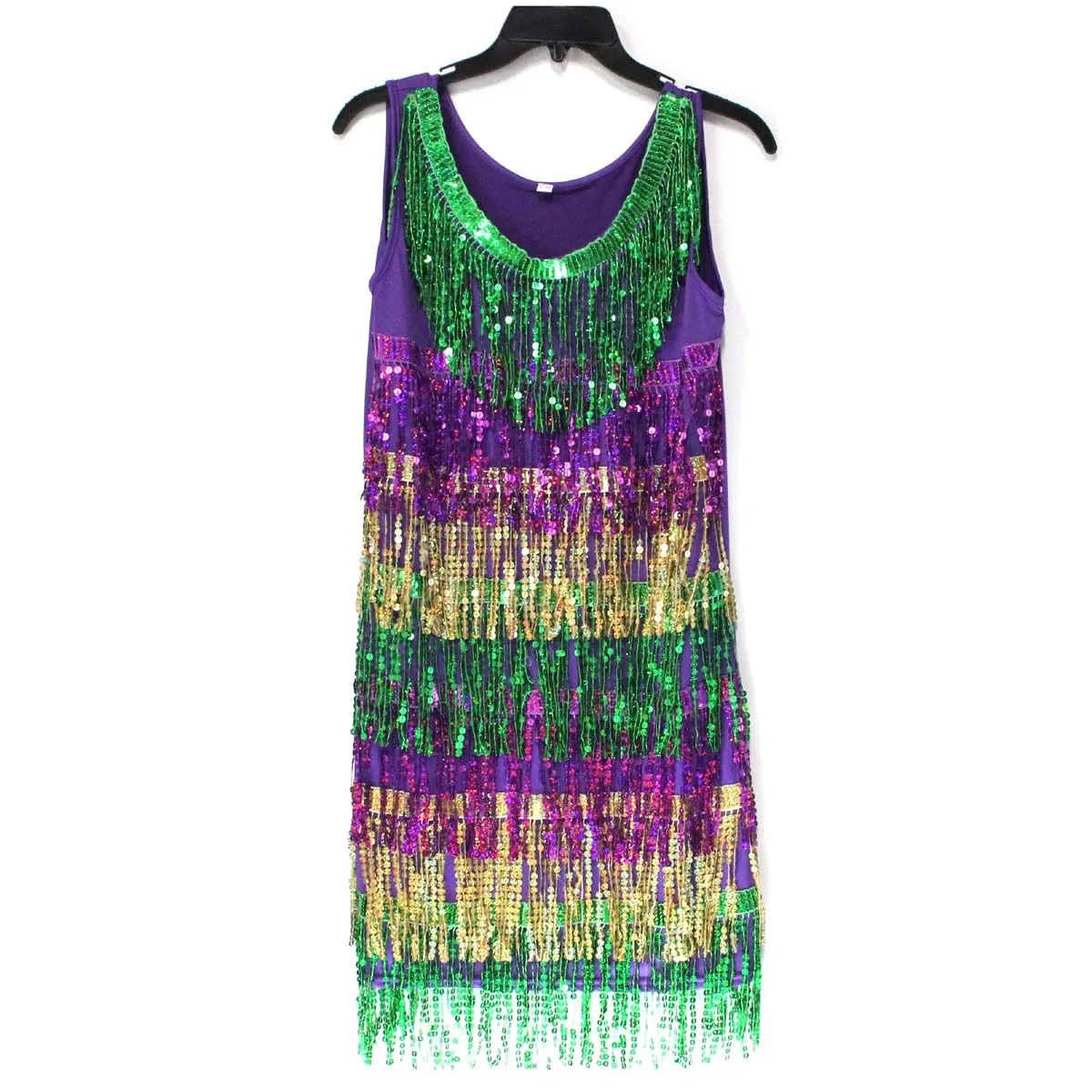 Mardi Gras Sequin Dress w Fringe