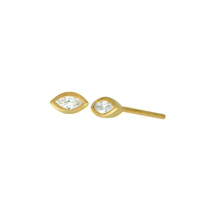 Marquise CZ Diamond Evil Eye Stud Earrings in Gold