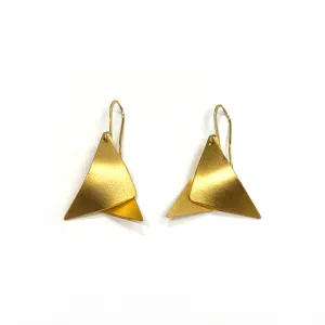 Martha - Dainty 24K gold small triangular dangle earrings