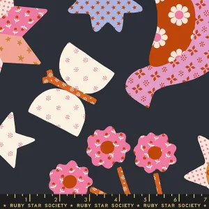 Meadow Star, Applique Menagerie in Soft Black