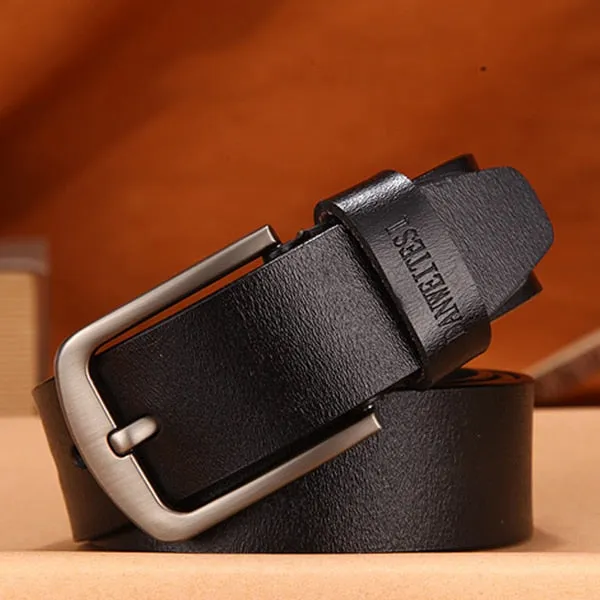 men  genuine cow leather  strap  vintage pin buckle male belt