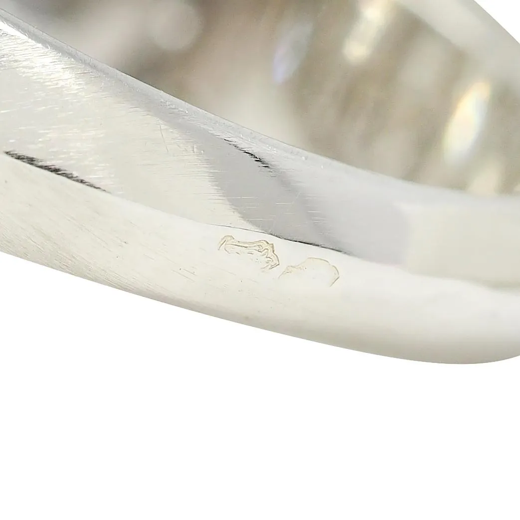 Mid-Century French 7.13 CTW Asscher Diamond Platinum 18 Karat White Gold Vintage Dome Ring GIA