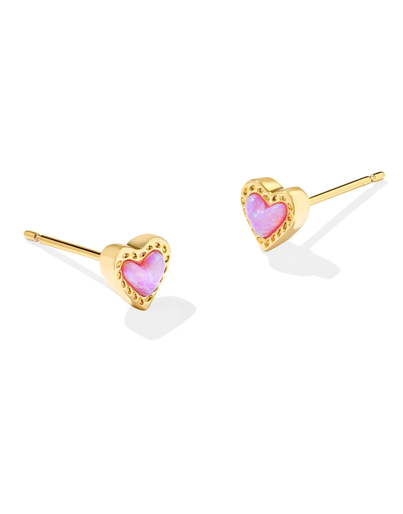 Mini Ari Heart Stud Earring - Gold Bubblegum Pink Opal