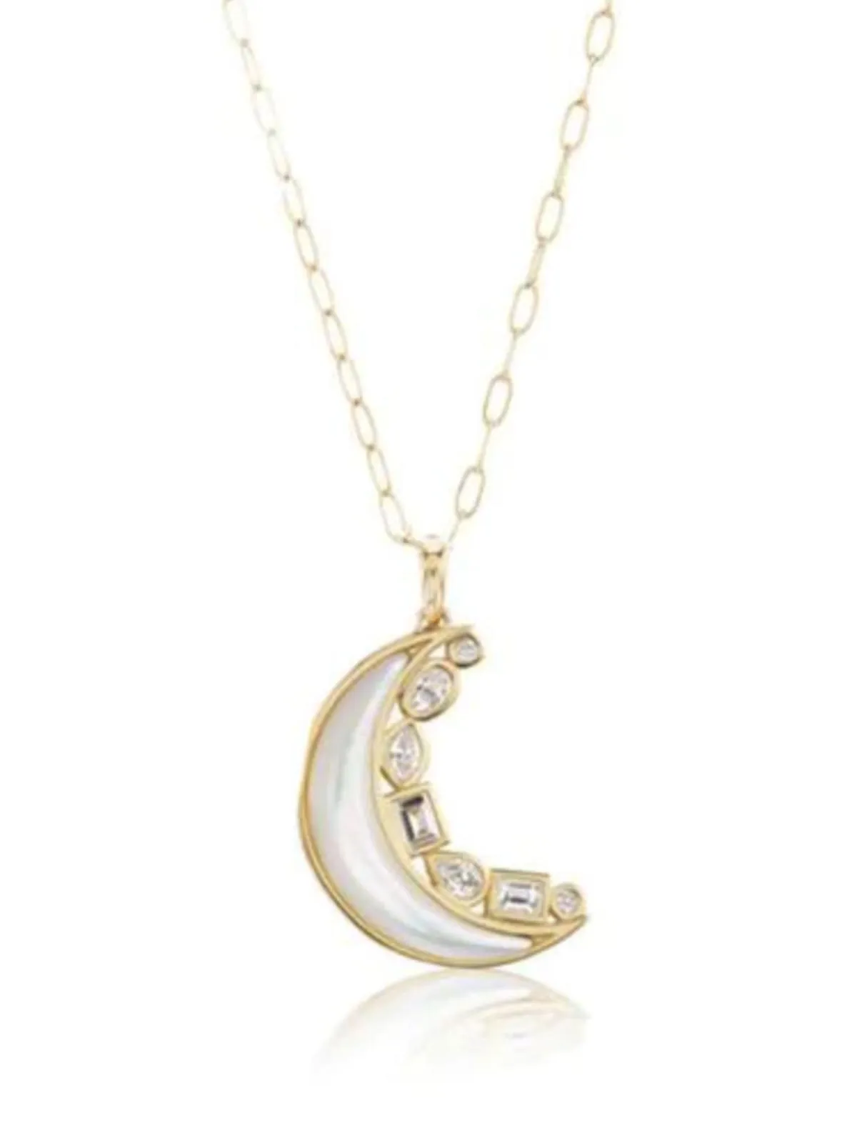 Mini Crescent Moon Inlay Necklace