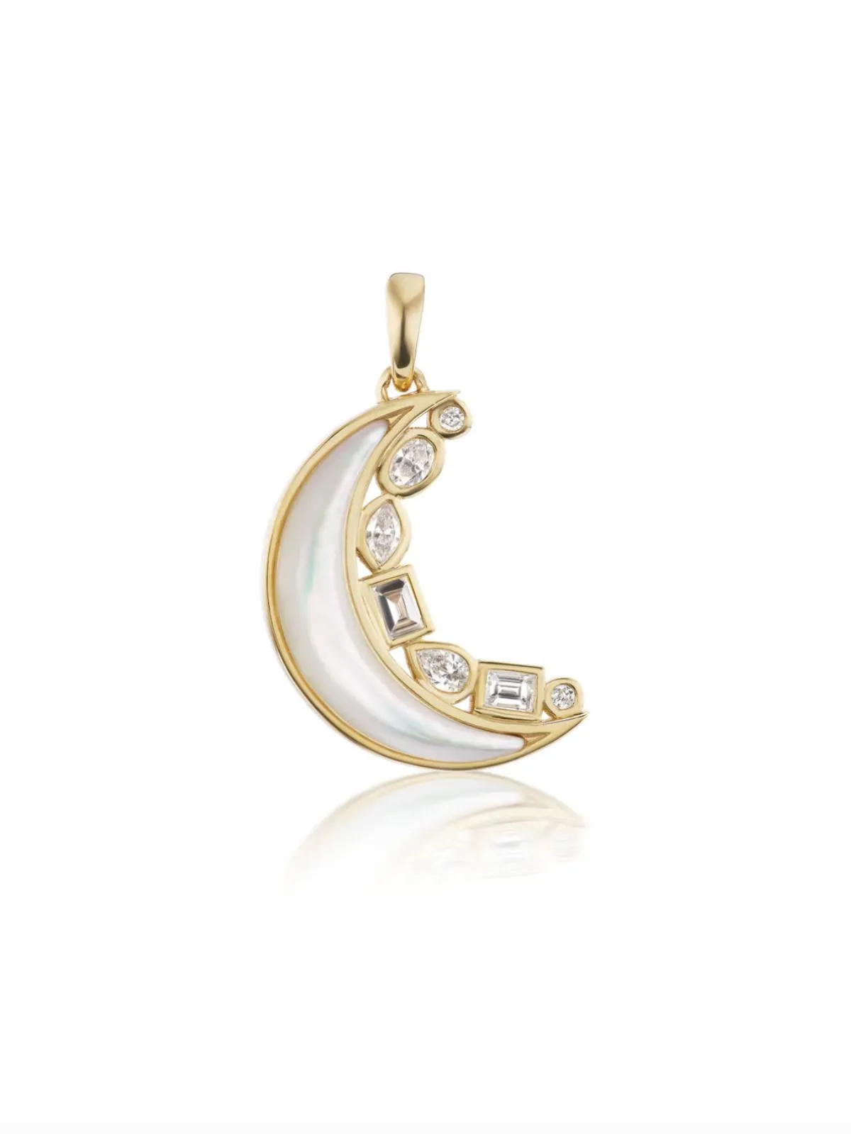 Mini Crescent Moon Inlay Necklace